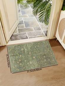 1 pieza Alfombra floral verde para sala de estar, adecuada para cocina, comedor, dormitorio, decoración de vacaciones, interior/exterior, oficina, vestíbulo, felpudo antideslizante, alfombra de baño, pasillo, estudio, alfombra para área de juegos - Verde - Ver 20
