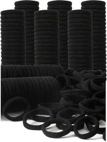 100pcs/Pack Women's Basic High Elastic Hair Ties, Korean Style Black Hair Bands, Upgraded High Elasticity, Fashionable Multifunctional, High-End Elegant Quality, Minimalist Hair Accessories, Suitable For Women's High Ponytail, Colorful Hair Decor Design, Multifunctional Styling, Daily Wear Hair Ties, Thoughtful Gift For Girlfriends And Family, Transparent Bag Packaging, Suitable For Back-To-School Hair Accessories Gift - Black - View 16