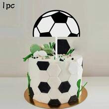 Set de decoración de pastel de cumpleaños con tema de fútbol, que incluye 6 piezas/3 piezas/1 pieza, con portería de acrílico, decoraciones de pastel de fútbol, adecuado para decoración de fiesta de cumpleaños de deportes de fútbol - Multicolor - Ver 12