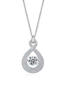 Collar de plata de ley S925 con colgante de símbolo del infinito de moissanita | Regalo para propuesta, aniversario, Día de San Valentín | Uso elegante para el día a día para mujeres - Blanco - Ver 7