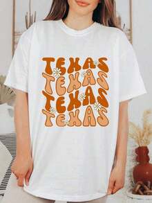 LC Texas Longhorns College Floral-Shirt,UT Longhorn Tee,College Game Day Shirt,Austin Texas College Chirt,Hook Em Horns GiftCasual Daily WearT-Shirt,Retro-Shirt,Male And Female Neutral Short Sleeves,Clothes Plus Size,Sweatshirt,Clothes Women,Tops,Womens Tops,Spring,Summer Tops Women,Spring Clothes,Vacation Outfits ,Summer Outfits,Tees Women,Summer Tops - 白色-1 - 查看 7