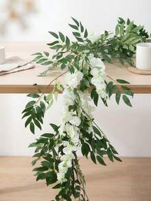 1pc Eucalyptus & Cherry Blossom Vine, Suitable For Spring & Summer Decor, Room, Bedroom, Wedding, Tabletop, Furniture, Staircase Wrapping - Beige - View 4