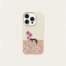 1pc TPU Material Pink Flower Brick Pattern Black Cat Phone Case Suitable For Apple 17 Pro Max/17/16 Pro Max/15/13/12/11, S20 FE/A15/S24/A55, Note 11/Note 12/Note 13 Pro, Full Coverage Anti-Drop Soft Protective Phone Cover - White - View 5