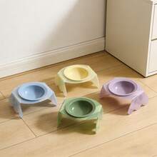 1 bát ăn cho thú cưng bằng gốm sứ có chân đế acrylic, chống tràn, được nung ở nhiệt độ cao, dễ vệ sinh, dùng đựng thức ăn và nước cho mèo. - 180ml - Xem 1