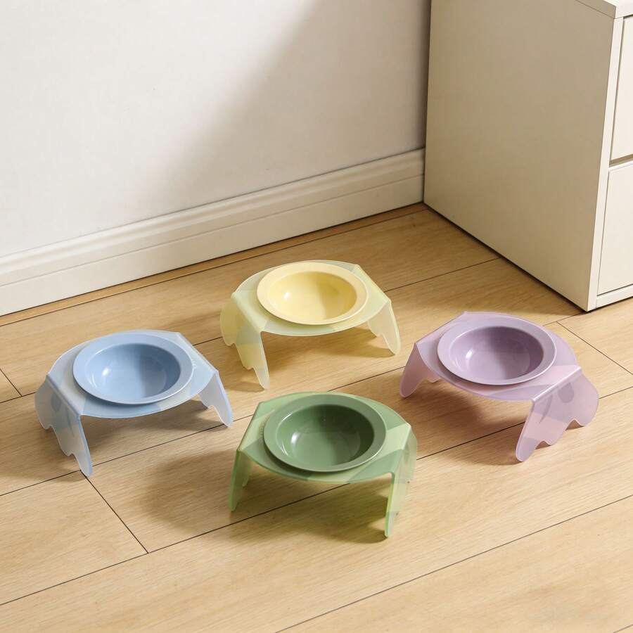 1 bát ăn cho thú cưng bằng gốm sứ có chân đế acrylic, chống tràn, được nung ở nhiệt độ cao, dễ vệ sinh, dùng đựng thức ăn và nước cho mèo. - 180ml - Xem 1