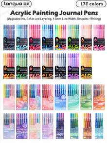Bút cảm ứng chuyên dụng cho sơn acrylic, phiên bản nâng cấp, bút gel dung lượng lớn, đầu bút bằng thép không gỉ 1.0mm, mực chảy mượt mà, thích hợp cho học sinh vẽ tranh, ghi chú, vật dụng cần thiết cho năm học mới. - Bộ bút màu nước - Xem 12