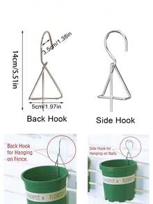 10pcs Flower Pot Holders, Ceramic Pot Hooks, Plant Hanging Hooks, Stainless Steel Pot Hangers, Indoor/Outdoor Plant Wall Mounts - One Size Fits All - View 10