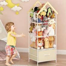 GILLAS Organizador de Peluches con Cajón Tubo para Guardar Peluche Juguetero Organizador Infantil Mueble de Juguetes para Niños Soporte Porta de Animales de Peluche para Sala de Juego - como en la foto - Ver 2