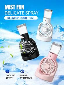 ENSSU 360°旋转便携式喷雾风扇，四档可调速可充电桌面加湿风扇，夏季居家/办公桌面喷雾降温风扇，个人空调，二合一喷雾冷风风扇，化妆风扇，1200mAh长效电池，旅行必备，理想礼物 - 多色 - 查看 1