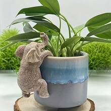 [Elephant Hanging Flower Pot]One Elephant Hanging Flower Pot - Made Of Resin, Suitable For Garden And Balcony Decoration, With Exquisite Elephant Trunk Details. An Indoor/Outdoor Animal Sculpture Flower Pot, A Unique Home Decor Gift For Elephant Lovers, And A Garden Statue. - Multicolor - View 1