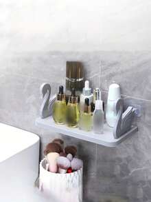 Wall Mounted Bathroom Storage Shelves, Bathroom Shampoo Cosmetic Storage Shelf, Bathroom Rack, Cosmetic Organizer, Shampoo Gel Holder Storage Rack For Bathroom Accessories Home Bathroom Decor Bathroom Organizer Fall Decor Back To School Bathroom Accessories - Multicolor - View 3
