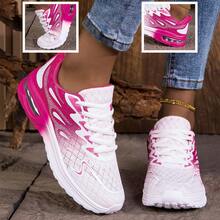 女士高品质气垫休闲运动鞋，时尚运动鞋，减震耐穿，舒适跑步鞋，步行鞋 - 玫紅色 - 查看 3