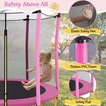 MERAX [Without Basketball Hoop] 5.5 FT Kids Trampoline With Safety Net, Indoor Outdoor Toddler Trampoline With Enclosure, U-Shaped Stable Legs, Foam Padded Poles, Mini Trampoline For Kids, Pink - 粉色 - 查看 6