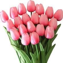 Bó hoa tulip giả cao cấp (5/20 bông), cảm giác chạm như thật, thích hợp cho đám cưới, phòng ngủ, nhà cửa, khách sạn, tiệc tùng, sự kiện, quà tặng Ngày Valentine, quà năm mới, quà sinh nhật, quà tốt nghiệp. - Màu Hồng baby - Xem 1