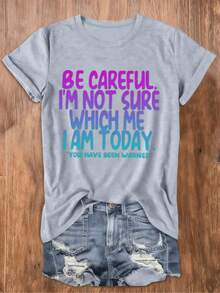Cute Casual Style College Style Short Sleeved Shirt Comfortable Versatile Shirt Sporty Style Shirt Black Background Graphic Design Bold Rounded Font Gradient Solid Color Text Statement Tee Daily Wear Fashion Enthusiasts - Màu Xám nhạt - Xem 15