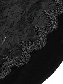 Gothic Velvet Lace Mermaid Maxi Dress, Rose Tassel Cross Formal Gown - Black - View 9
