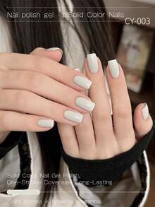 1 Bottle 40ml Grayish White Nail Polish Gel, Semi-Permanent Nail Polish Gel, Removable UV LED Nail Art Supplies, Nail Design DIY Decoration, Home Salon Gift For Women - White - View 4