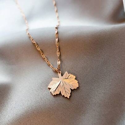 1件 畅销款，一片叶子，瞬间富贵 钛钢项链，女士不锈钢锁骨链，夏季流行女士项链，沙滩配饰，女士耳环