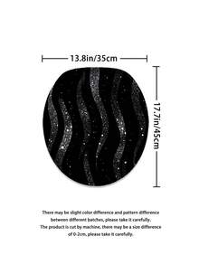 1/3/4 Sets Black & Gold Glitter Wavy Bathroom Shower Curtain Set; Luxury Design, Waterproof & Durable, Suitable For Bathroom Decor & Accessories. Size: 71"X71", Includes 12 Hooks, Toilet Seat Cover, Bath Mat & Rug, Great For Holiday Decor, Room Decor, Housewarming, Bathroom Curtain, Bathroom Set, Travel Essentials, Back To School/Graduation/Mother's Day Gift - Black and Gold Glitter - View 9