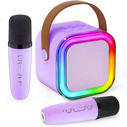 Karaoke Bluetooth Speaker K12 - Compact Portable Speaker With 1 Microphone, Full Bass, Wireless, Perfect For KTV, Exquisite Wireless Home Entertainment, Game Room, Excellent Songs, Small Karaoke Equipment With Microphone, Small Karaoke Machine, Wireless, For Those Who Love Karaoke. Wireless Speaker, Light Show, USB Speaker, Colorful Sound Quality.