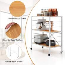 GOFLAME 5-Tier Foldable Shelving Unit, Heavy Duty Portable Storage Rack With Detachable Wheels, Height-Adjustable Shelves & Anti-Toppling System For Kitchen, Dining Room, Garage, Pantry - White - View 7