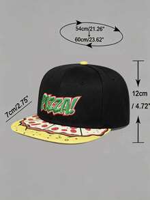 可调节硬顶棒球帽，饰有披萨刺绣，男女通用，帽檐上独特的披萨咬痕设计，夏季沙滩必备 - 彩色 - 查看 4