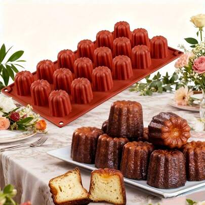2/8/18/15 Hole Silicone Mold, Spiral Cake Mold, Ice Cream Jelly Pudding Mold, Suitable For Making Bordeaux Crepes, Corrugated Cakes, Chiffon Cakes, Cupcakes And Pastries, Non Stick Baking Tray, Suitable For Decorating Desserts, Chocolates, Jellies, Mousse Cakes, DIY Baking