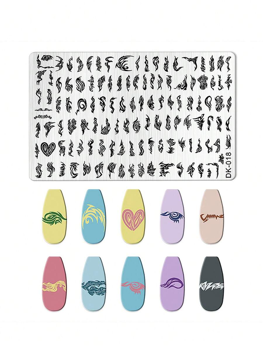 1pc Nail Art Printing Steel Plate, Stainless Steel Nail Stamping Template Tool - Silver - View 1