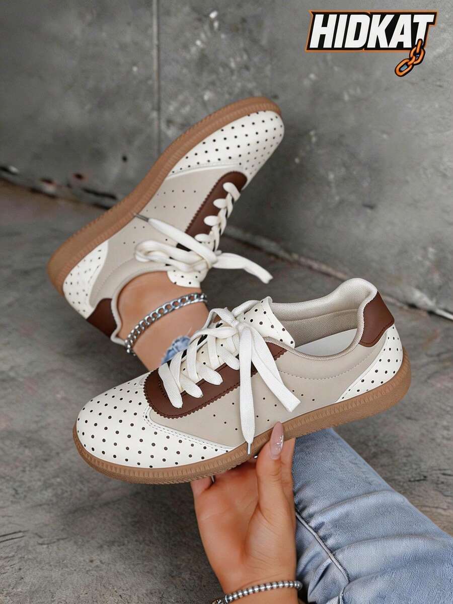 Hidkat Women's Summer Casual Flat Soft Bottom Non-Slip Splicing Color Outdoor Sports Shoes, Suitable For Spring And Autumn - Brown - View 1