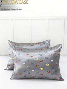 Chic Double-Sided Satin Butterfly Pattern Pillow Cases – Experience Smooth, Cool Comfort For Tangle-Free Hair, Essential For Dorm Room Stuff & Stylish Bedroom Decor!" - 2pcs - View 14