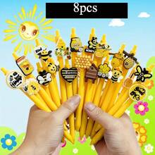 1/6/10pcs Cute Bee Series Ballpoint Pens, Adorable Writing Stationery Pens, Creative Signature Pens, High-Quality Yellow Cute Bee Style, Suitable For Office, School, Classroom Rewards, Back To School Gifts, Birthday Gifts - Sets - View 3