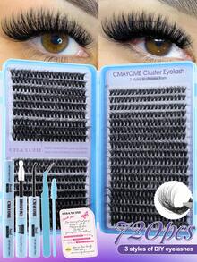 720片单根假睫毛套装,高容量,30D/40D/50D,D型卷翘,长度10-18毫米。DIY簇状假睫毛,打造自然妆效,令睫毛浓密纤长。超柔软、轻盈、可重复使用。单根分段式假睫毛。这款假睫毛套装可打造漫画风格睫毛。 - 彩色 - 查看 2