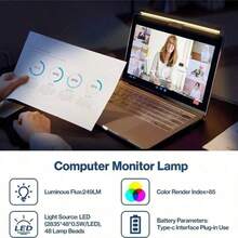 Adjustable LED Computer Monitor Hanging Lamp, 3 Color Temperatures, Touch Control USB Powered Reading Lamp, Suitable For Desk/Office/Home/Gaming, Living Room Lamp - 3 Colors Dimmable - View 10