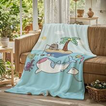 1pc Pusheens Cartoon Cat Plush Flannel Blanket - Soft All-Season Throw With Playful Cat & Heart Print, Multi-Use For Sofa, Bed, Office, Outdoor - Machine Washable, Perfect Gift For Friends & Family, Cute Blanket, Cozy Home-280gsm - multicolour 15 - 查看 2
