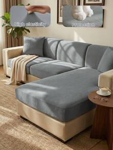 1 tấm bọc ghế sofa bằng vải nhung mềm mại, chống trượt, phù hợp với ghế đơn, ghế đôi, ghế ba chỗ và ghế hình chữ L, dùng được cả bốn mùa. - Màu Xám nhạt - Xem 7
