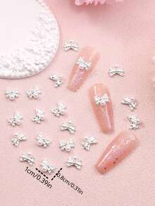 20 chiếc nơ ngọc trai hợp kim, đồ trang trí sáng bóng, sản phẩm chăm sóc móng, miếng dán móng, thích hợp cho nhiều kiểu trang trí móng. - Nhiều màu - Xem 4