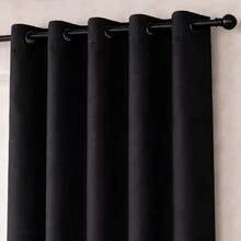 Cortina Oxford 4,00 Metros Sala Quarto Cozinha com Ilhós Tecido Grosso Semi Blackout Várias Cores e Tamanhos - Preto - Visão 2