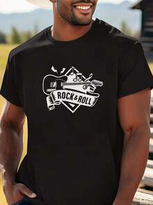 Front Print Round Neck Short Sleeve-Shirt Top Comfortable Breathable Fabric Casual Sports Style Men's% Cotton Streetwear-Shirt Valentine's Day Father's Day - Summer Tops - Tops Women Tee Shirts Western Men Clothes Camisas Para Hombre Graphic Tees Women Clothes Summer Tops Summer Clothes Graphic Tees - 黑色 - 查看 5