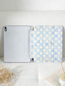 1 件装蓝白格子花卉图案平板电脑保护套，兼容 iPad Mini 4/Mini 5/Mini 6/Mini 7/Air/Air 2/9.7/10.2/10.5/Air 4/Air 5/10.9/Pro 11 英寸/第十代/Air 11 英寸 (M2)-2024/Pro 11 英寸 (M4)-2024/Air 11 英寸 (M3) 2025/(A16) 11 英寸第十一代 2025/Air 8 (M4)2026 (11 英寸) 型号，以及 Galaxy Tab A8 10.5 英寸 2022 型号。包含笔槽、三折支架、TPU 软边保护、磁吸式睡眠/唤醒功能，简约/创意/趣味/个性化设计。 - 彩色 - 查看 7