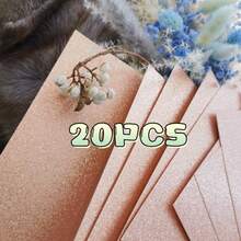 20pcs Champagne Gold Glitter Paper, A4 Size 29.7cm*21cm, 250gsm, Shimmery Texture, Suitable For Party, Wedding, School Decoration, Invitation Cards, Greeting Cards And DIY Crafts - A4 - View 3