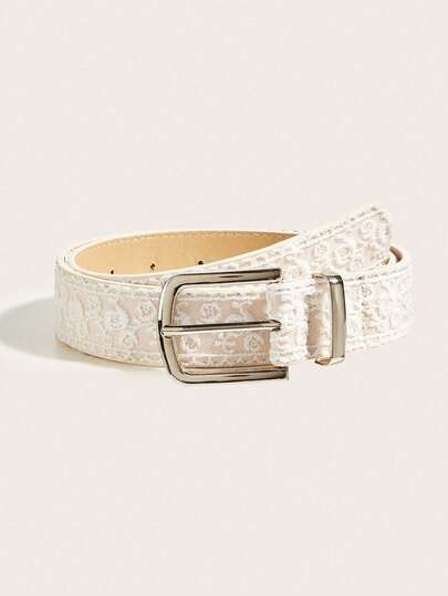 1件装女士印花纯色休闲朋克复古派对可爱性感街头优雅百搭荷叶边搭扣腰带，适合所有季节