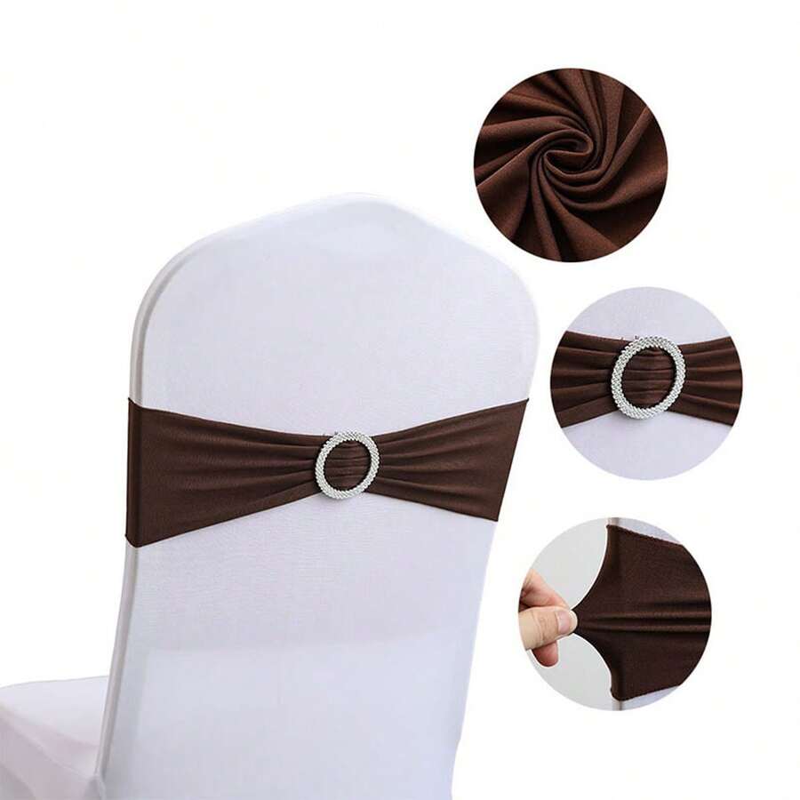 10/20/50 pièces Écharpe de chaise marron café convenant pour un mariage, nœud papillon de chaise marron foncé boucle d'écharpe convenant pour un anniversaire, une cérémonie, une décoration de douche nuptiale, un anniversaire, une fête, une cérémonie de remise des diplômes ou une décoration d'intérieur - Marron - Voir 1