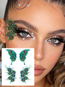 STARTTOOS Glitter Gradient Colorful Tattoo Stickers Y2K Shiny Vibrant Butterfly Pattern Small Arm Tattoo Stickers, DIY Wrist Ankle Shoulder Neck Collarbone Body Temporary Tattoo Stickers - Multicolor - View 12