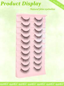 10 Pairs Anime Inspired Wet Look False Eyelashes, Enlarges Eyes, Reusable For Dates, Travel - Black - View 3