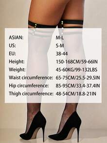 1pc Women's Hollow Rivet Thigh High Stockings, Sexy Sheer Over-The-Knee Socks, Non-Plus Size, Cozy - Black - View 3