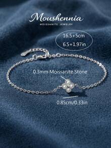 MOUSHEENIA 女士奢华925纯银莫桑石手链 - D色四叶草花朵链，闪亮钻石点缀，优雅幸运珠宝，周年纪念、新娘、婚礼礼物。 - 1個四葉草 - 查看 5