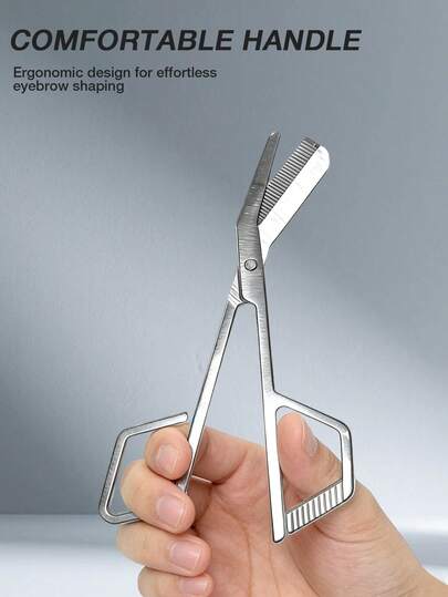 Professional Eyebrow Trimming Scissors With Comb, Stainless Steel Eyebrow Grooming Tool For Men & Women, Precision Eyebrow Shaper With Built-In Comb For Beard & Facial Hair Trimming