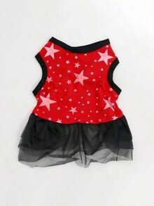 4pcs Pet Clothes Cat/Dog Summer Mesh Dress, Star & Heart Pattern Design, Soft & Breathable Polyester Pet Skirt, Suitable For Medium Small Cats & Dogs - S - 查看 8