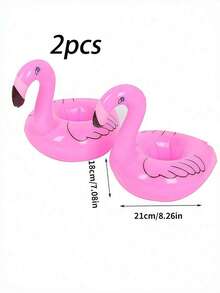 1 pieza/2 piezas Soporte inflable para bebidas con diseño de flamenco, adecuado para fiestas en la piscina, playa de verano, natación, soporte inflable para vasos, flotador inflable para piscina - Flotador de bebidas - Ver 3