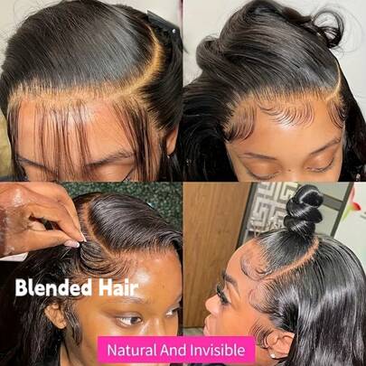 Wear And Go 200% Density 4*4 Pre Cut Lace Glueless Wig Wear And Go Human Frontal Hair Lace Front Black Wig Body Wave Wigs Blended Hair For Women Pre Plucked With Baby Hair Natural Hairline HD Lace Blended Wig 8-34Inch